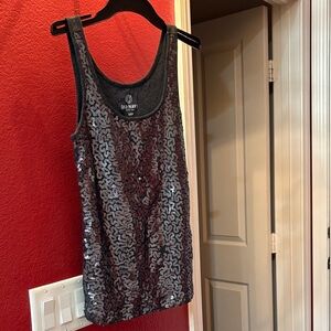 Sparkling Graphite sequins tank top.